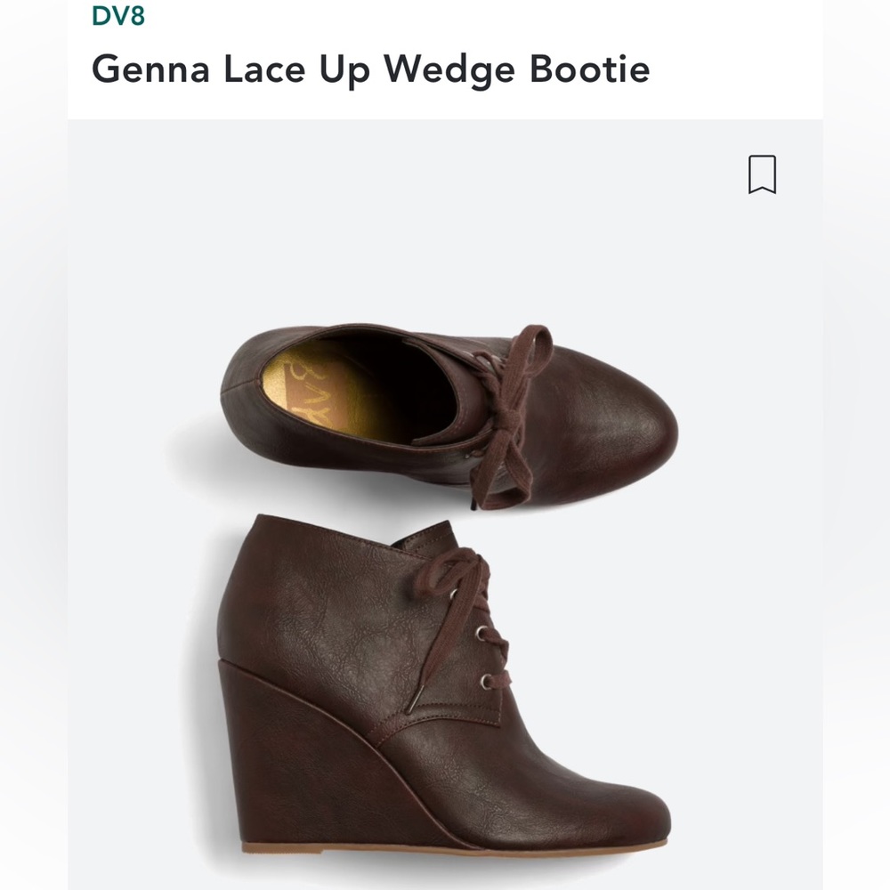 DV8 Genna Lace Up Wedge Booties- Brown